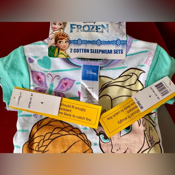 Disney Girls Frozen Elsa&Anna Cotton Snug Fit 4-Pc Pajama Short Set(4,6,8,10)NWT - Picture 3 of 4